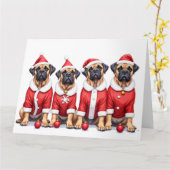 Bullmastiff Christmas Dress Santa Hat Karte (Gelbe Blume)