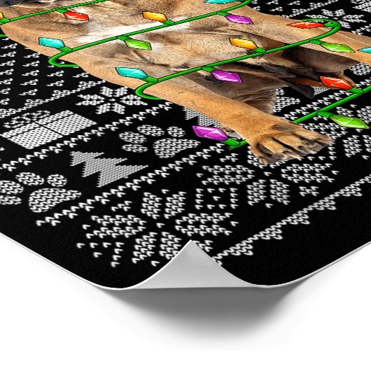 Bullmastiff Christmas Lights Ugly Sweater Funny Pe Poster (Ecke)