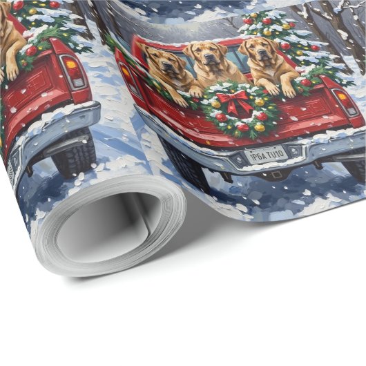 Bullmastiff Christmas Red Truck Holiday Geschenkpapier (Rolleneckpunkt)