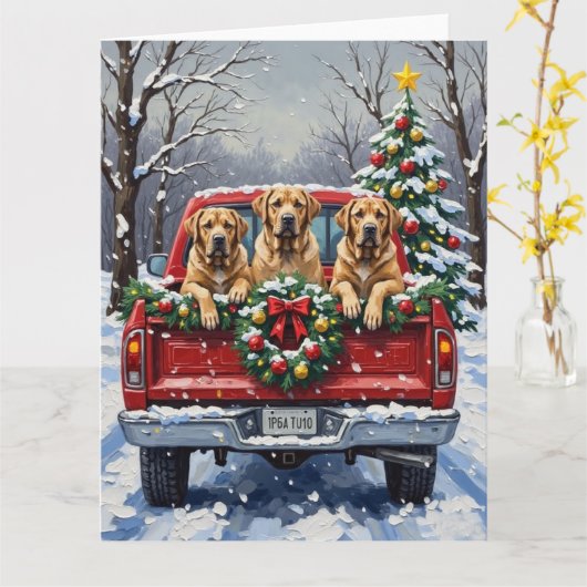 Bullmastiff Christmas Red Truck Holiday Karte (Gelbe Blume)