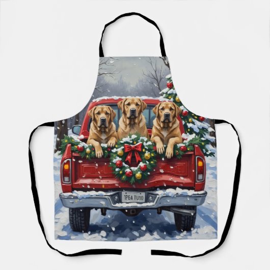 Bullmastiff Christmas Red Truck Holiday Schürze (Vorderseite)