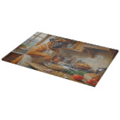 Bullmastiff Cooking in Kitchen Schneidebrett (Ecke)