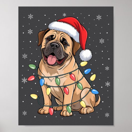 Bullmastiff Dog Christmas Tree Lights Dogs Xmas Pa Poster (Vorne)