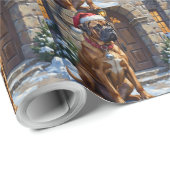 Bullmastiff Dog Guardian of Christmas Manor Art Geschenkpapier (Rolleneckpunkt)