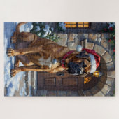 Bullmastiff Dog Guardian of Christmas Manor Art Puzzle (Horizontal)