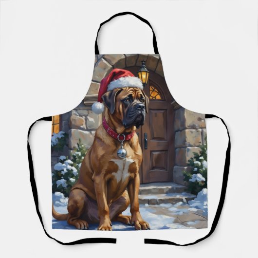Bullmastiff Dog Guardian of Christmas Manor Art Schürze (Vorderseite)