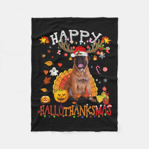 Bullmastiff Dog Halloween Weihnachtshund Happy Hal Fleecedecke