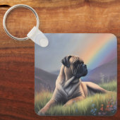 Bullmastiff Dog Individuelle Name Rainbow Art Memo Schlüsselanhänger (Vorderseite)