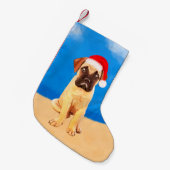 Bullmastiff Dog On Beach Weihnachtshut Kleiner Weihnachtsstrumpf (Vorderansicht (hängend))