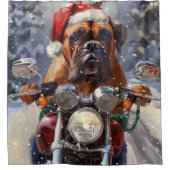 Bullmastiff Dog Riding Motorrad Weihnachten Duschvorhang (Vorderseite)