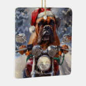 Bullmastiff Dog Riding Motorrad Weihnachten Keramikornament (Rechts)