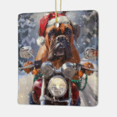 Bullmastiff Dog Riding Motorrad Weihnachten Keramikornament (Links)