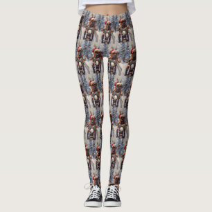 Bullmastiff Dog Riding Motorrad Weihnachten Leggings