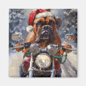 Bullmastiff Dog Riding Motorrad Weihnachten Magnet (Vorne)
