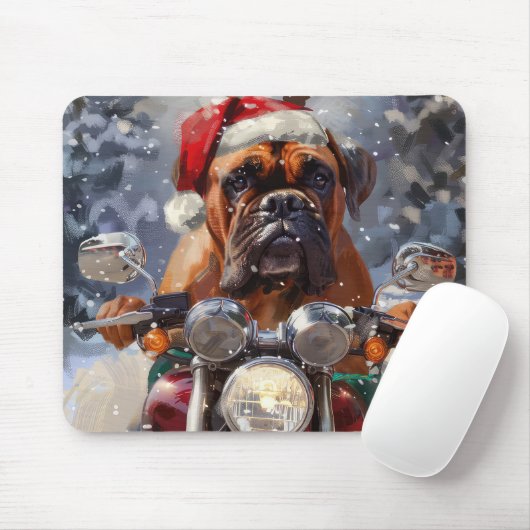 Bullmastiff Dog Riding Motorrad Weihnachten Mousepad (Mit Mouse)