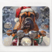 Bullmastiff Dog Riding Motorrad Weihnachten Mousepad (Vorne)