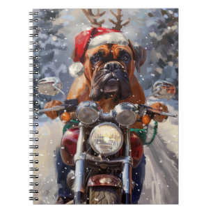 Bullmastiff Dog Riding Motorrad Weihnachten Notizblock