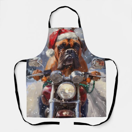 Bullmastiff Dog Riding Motorrad Weihnachten Schürze (Vorderseite)