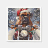 Bullmastiff Dog Riding Motorrad Weihnachten Serviette (Vorderseite)