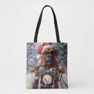 Bullmastiff Dog Riding Motorrad Weihnachten Tasche