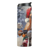 Bullmastiff Dog Riding Motorrad Weihnachten Thermosbecher (Nach links gedreht)