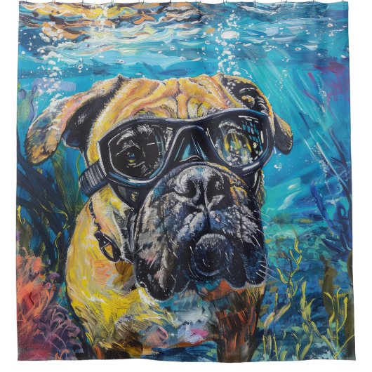 Bullmastiff Dog Scuba Diving Underwater Duschvorhang (Vorderseite)