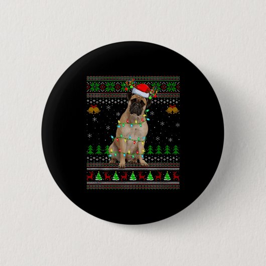 Bullmastiff Dog Ugly Christmas Sweaters Holiday Sa Button (Vorderseite)