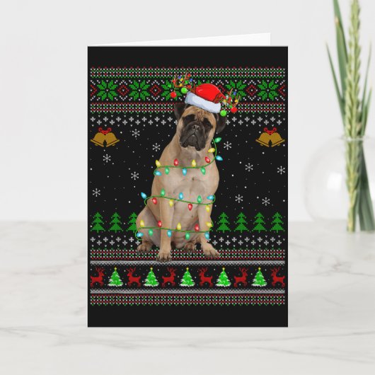 Bullmastiff Dog Ugly Christmas Sweaters Holiday Sa Karte (Vorderseite)