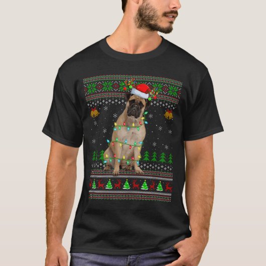 Bullmastiff Dog Ugly Christmas Sweaters Holiday Sa T-Shirt (Vorderseite)