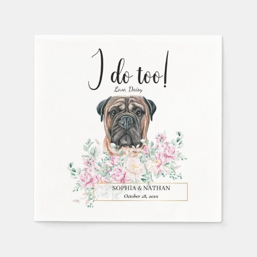 Bullmastiff Dog Wedding Cocktail Napkins Serviette (Vorderseite)