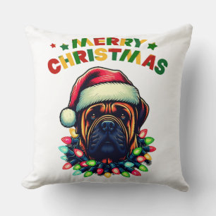 Bullmastiff Dog Weihnachtshut Xmas Kissen