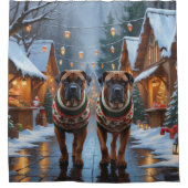 Bullmastiff Dogs Christmas Snow Holiday  Duschvorhang (Vorderseite)