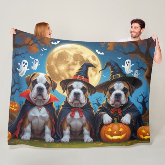 Bullmastiff Dogs Pumpkin Halloween Funny Fleecedecke (Beispiel)