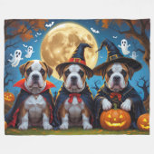 Bullmastiff Dogs Pumpkin Halloween Funny Fleecedecke (Vorderseite (Horizontal))