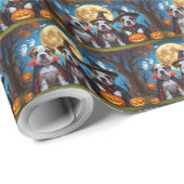 Bullmastiff Dogs Pumpkin Halloween Funny Geschenkpapier (Rolleneckpunkt)
