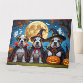 Bullmastiff Dogs Pumpkin Halloween Funny Karte (Vorderseite)