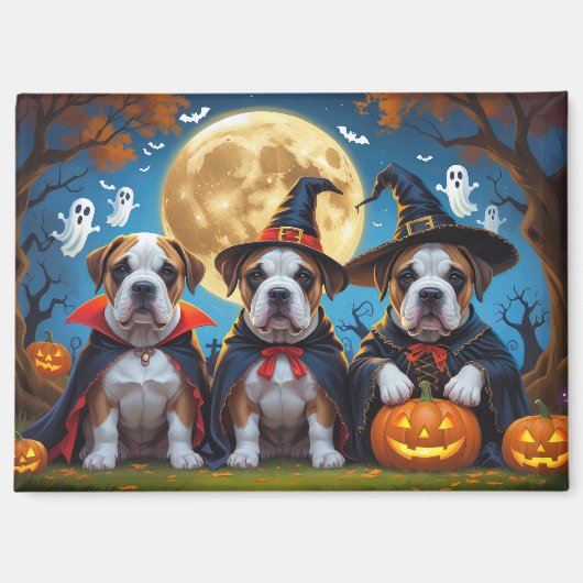 Bullmastiff Dogs Pumpkin Halloween Funny Magnet (Vorderseite)