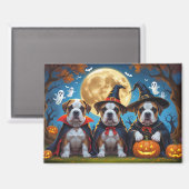 Bullmastiff Dogs Pumpkin Halloween Funny Magnet (Vorderseite/Rückseite)