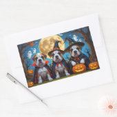 Bullmastiff Dogs Pumpkin Halloween Funny Rechteckiger Aufkleber (Umschlag)