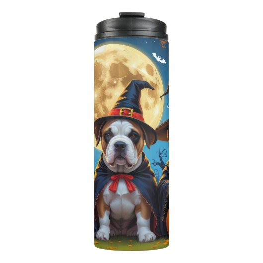 Bullmastiff Dogs Pumpkin Halloween Funny Thermosbecher (Vorderseite)
