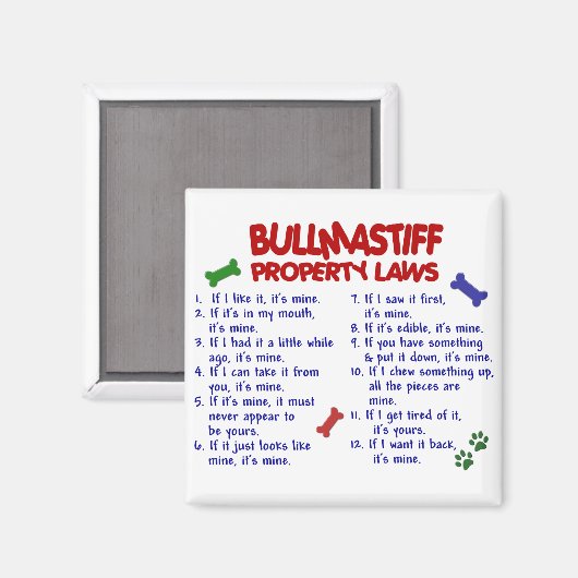 BULLMASTIFF-Eigenschaftengesetze 2 Magnet (Vorderseite/Rückseite)