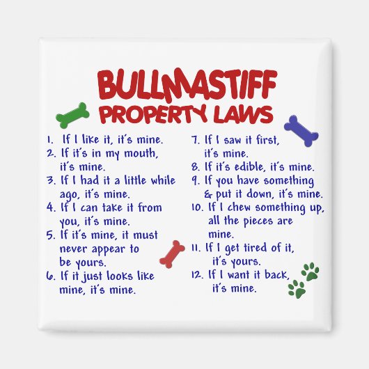 BULLMASTIFF-Eigenschaftengesetze 2 Magnet (Vorne)