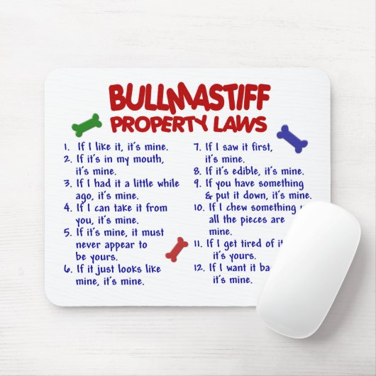 BULLMASTIFF Eigentums-Gesetze 2 Mousepad (Mit Mouse)