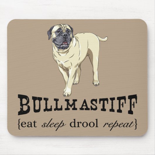 Bullmastiff "essen Schlafgeiferwiederholung" Mousepad (Vorne)