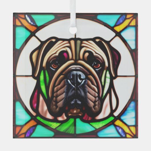 Bullmastiff "Festes Glas" Ornament Aus Glas (Vorderseite)