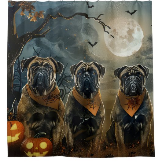 Bullmastiff Halloween Spooky Duschvorhang (Vorderseite)