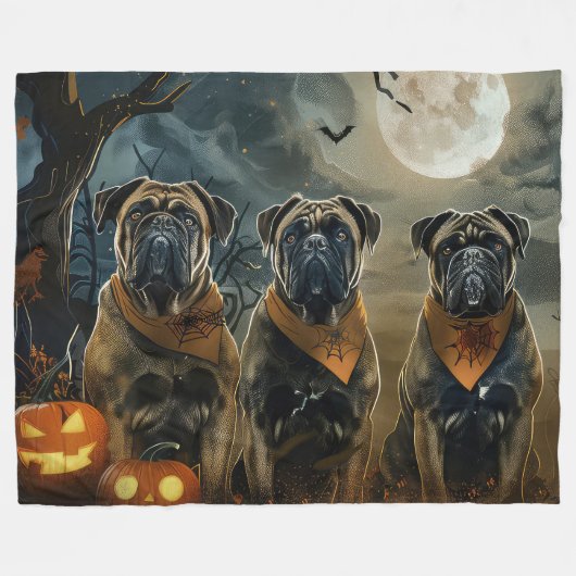 Bullmastiff Halloween Spooky Fleecedecke (Vorderseite (Horizontal))