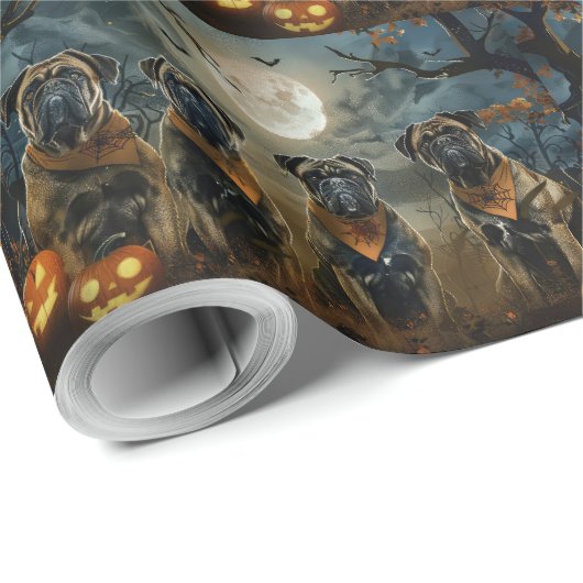 Bullmastiff Halloween Spooky Geschenkpapier (Rolleneckpunkt)