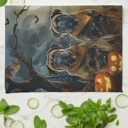 Bullmastiff Halloween Spooky Geschirrtuch (Gefaltet)