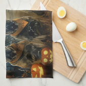 Bullmastiff Halloween Spooky Geschirrtuch (Viertel Falte)